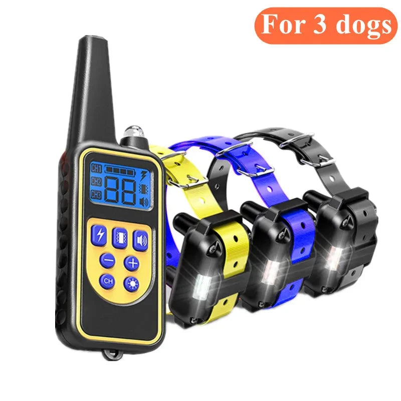 800m Digital Dog Training Collar Waterproof Rechargeable Remote Control Pet with LCD Display for All Size Shock Vibration Sound PAWN-SOME PETS