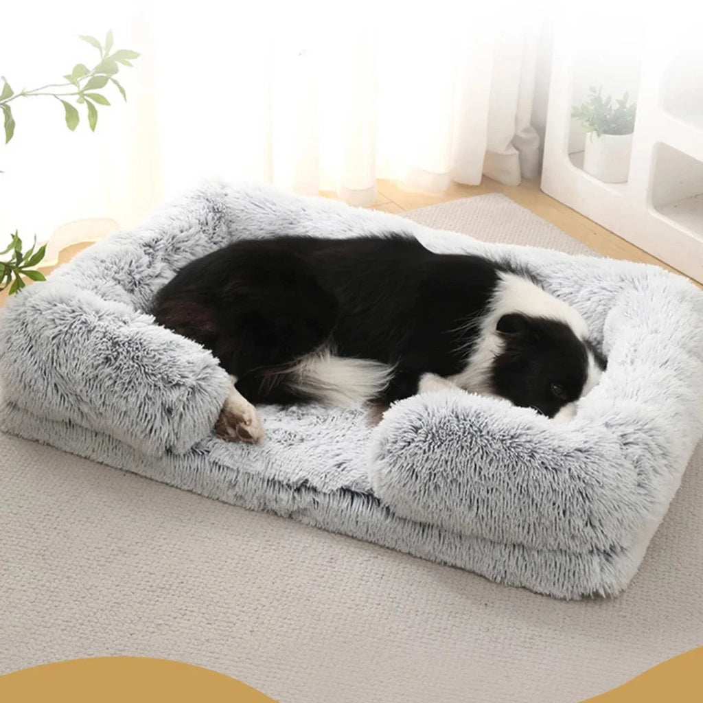 Square Dog Bed Plush Pet Bed Winter Thickened Pad House for Dogs Bed Cat Sofa for Flyffy Dogs Sleeping Bed Sofa Removable Mat PAWN-SOME PETS