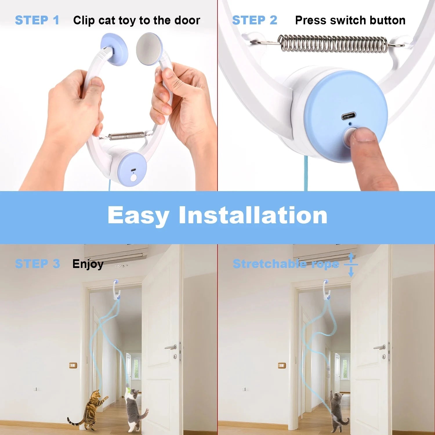 Cat Toys Electric Door Hanging Cat Toy Interactive Cat Toy USB Rechargeable Self Play Toy Retractable Kitten Toys PAWN-SOME PETS