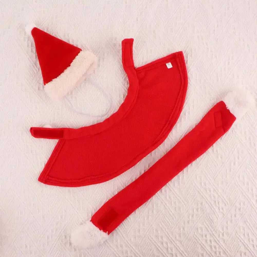 Cute Winter Pet Cloak Dog Cat Christmas Clothes Warm Puppy Santa Red Scarf Hat Head Funny Christmas Pet Costume Dog Cat Cloaks PAWN-SOME PETS