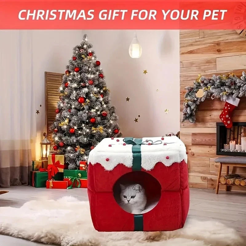 Cats Bed Warm Accessories Christmas Pet Supplies for Winter Dog Mat Products House Houses Habitats Things Goods Accessory Basket PAWN-SOME PETS