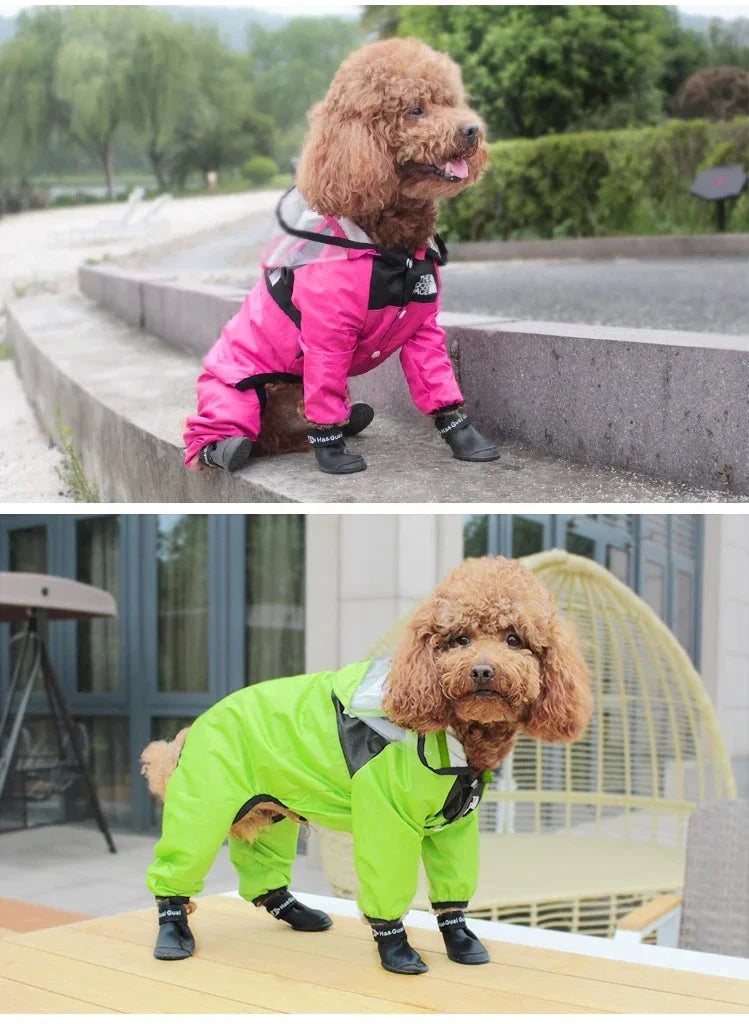 Pet Dog Raincoat Transparent Hooded Jumpsuit Dogs Waterproof Coat Water Resistant Clothes for Dogs Cats Jacket Pet Supplies PAWN-SOME PETS