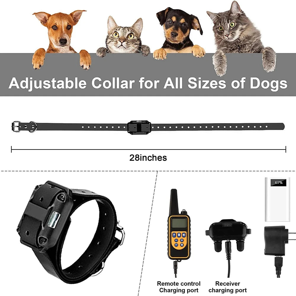 800m Digital Dog Training Collar Waterproof Rechargeable Remote Control Pet with LCD Display for All Size Shock Vibration Sound PAWN-SOME PETS