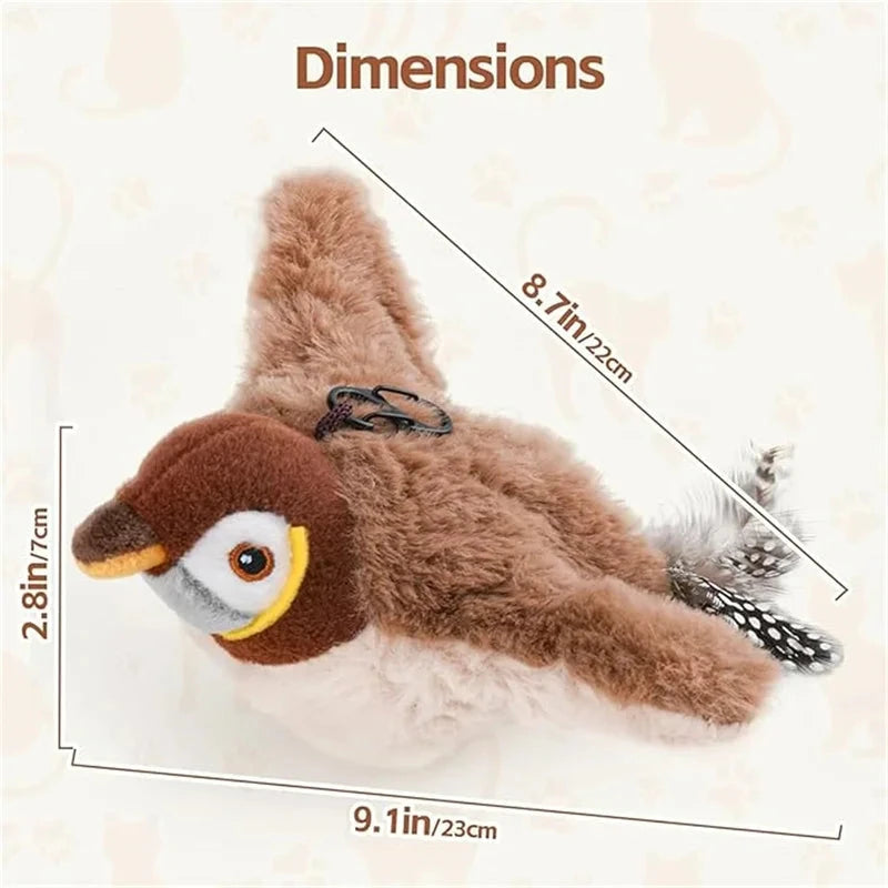 Interactive Cat Toy Flapping Bird with Catnip Rechargeable Simulation Bird Cat Toys Touch Activated Fluffy Plush Toys for Cats PAWN-SOME PETS