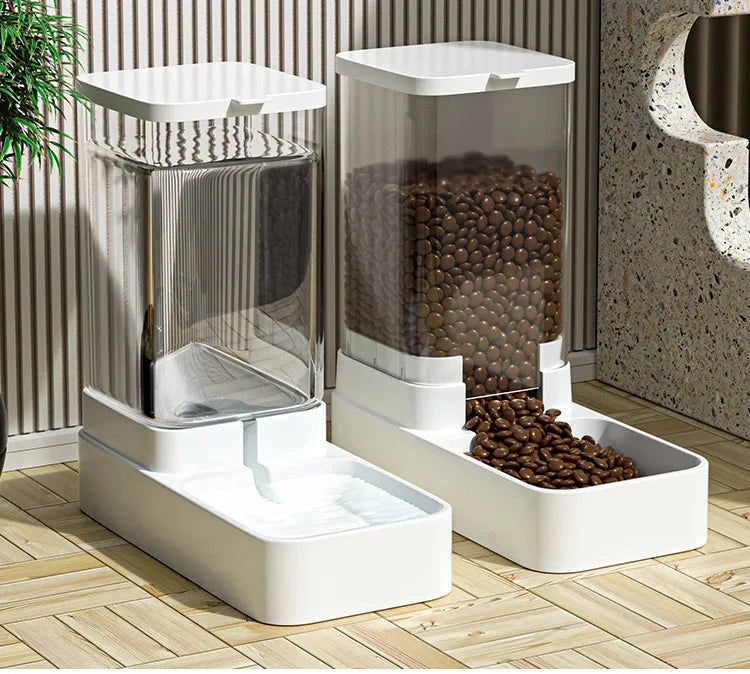 Automatic Cat Feeder & Water Dispenser with Gravity Food Storage Container for Cats and Dogs PAWN-SOME PETS