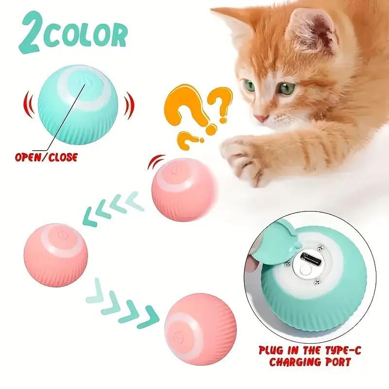 1-Pack MIAOQUANJI Smart Cat Toy with Automatic Rolling Ball - USB-Rechargeable, Auto Obstacle Avoidance, Lithium-Polymer Battery, Safe for Cats - Interactive Play, Compatible with All Breeds & Ages - Ideal Gift for Cat Owners