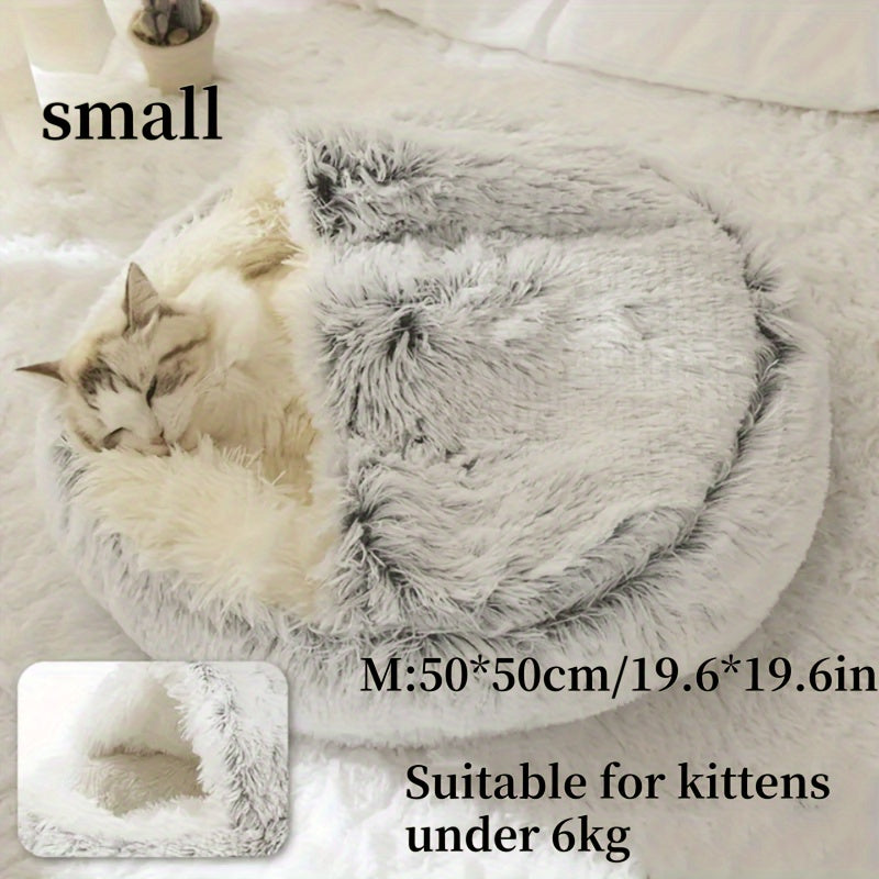 Winter Universal Plush Round Hooded Pet Bed, Warm Dog Bed Bed Suitable for Small s and Dogs, Cozy Fluffy Soft Bed Dog Bed, Warm Donut Pet Mat for s and, Christmas Holiday Gift - PAW-SOME PETS