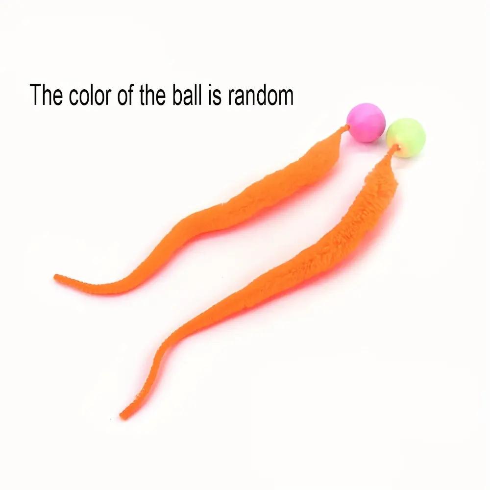 Colorful Caterpillar Plush Cat Toy with Glowing Green Eyes - Interactive Bouncy Ball Design, Soft Durable Polyester Material, Perfect for Indoor Play and Pet Entertainment, Interactive Cat Toy, Without Battery