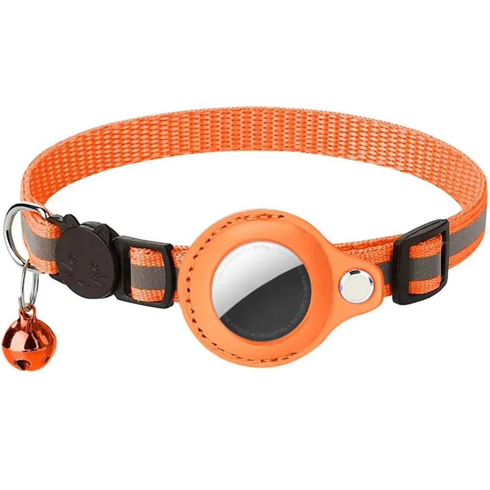 For Apple Airtag Cat Collar Reflective Pet Collar Safety Buckle GPS Tracker Holder Adjustable for Cat Kitten