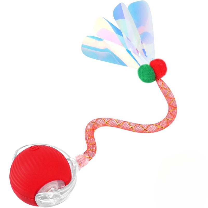 Smart Interactive Cat & Dog Toy Ball with USB Rechargeable Battery, Automatic Rolling Interactive Ball with Elastic Net Tail, Interactive Cat & Dog Toy for Siamese Cats - PAW-SOME PETS