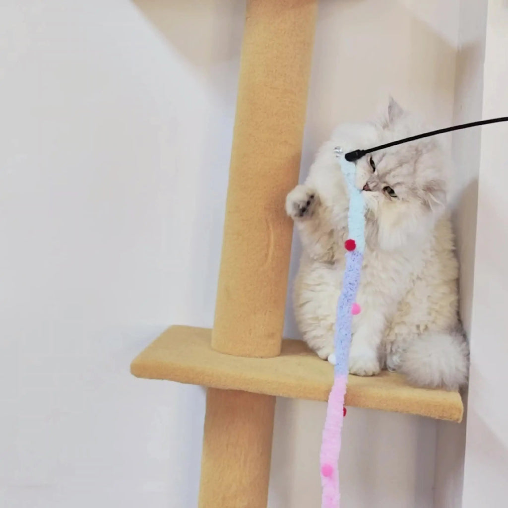 Interactive Cat Teaser Toy - Soft Plush Strip With Teasing Stick For Kitten Play - Pet Supplies For Fun And Exercise