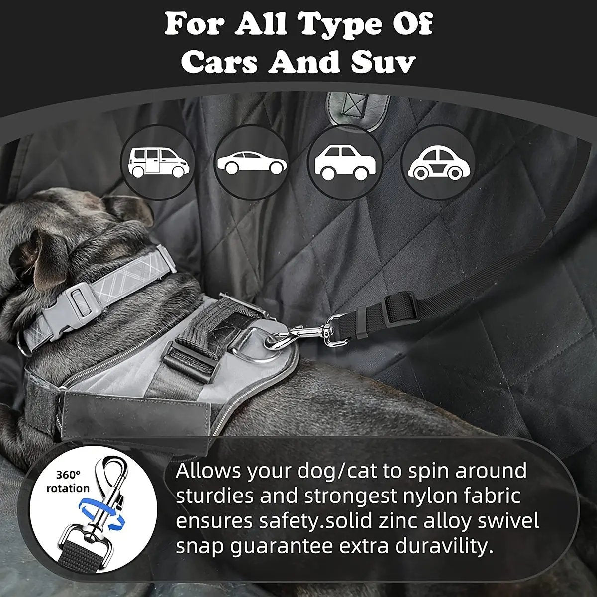 Adjustable Dog Car Seat Belt with Secure Buckle - Heavy-Duty Pet Safety Harness, Quick-Release Buckle, Machine Washable Dog Leash for SUVs, Sedans, Trucks - Vehicle Restraint for Small to Large Dogs - Travel Safety Leash, Dog