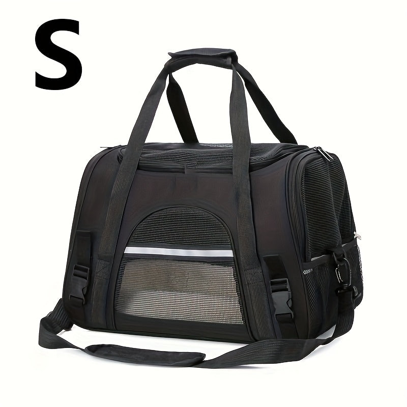 Portable Cat Carrier with Plush Mat - Large Capacity Breathable Travel Bag for Pet Outings, Zipper Closure, Ventilated Mesh & Soft Lining, Secure Straps for Car & Outdoor Use, Cat Travel Carrier, Secure Latching System - PAW-SOME PETS