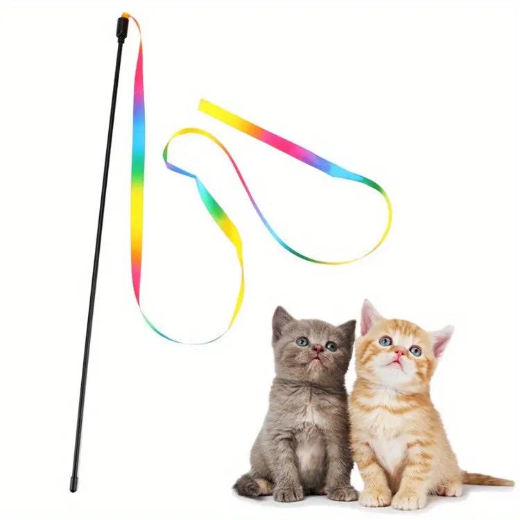 1pc Interactive Cat Toy With Cute Ribbon Teaser Stick For Endless Fun And Playtime