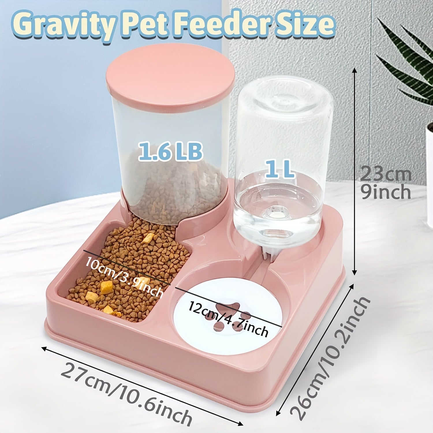 Automatic Cat Feeder Water Dispenser Set, 2 In 1 Tilted Automatic Pet Food And Water Feeder Gravity Food Feeder And Waterer For Indoor Cats - PAW-SOME PETS