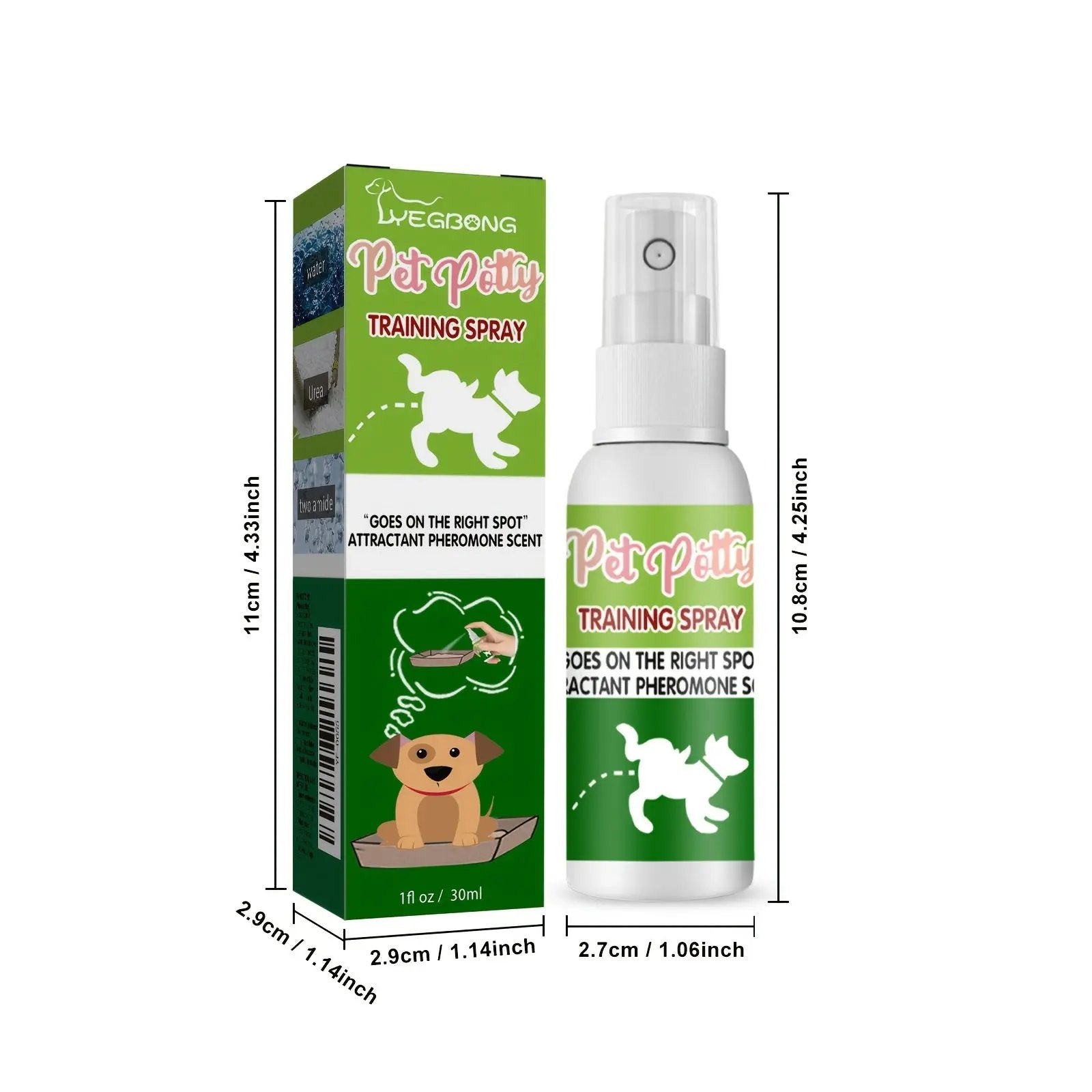 Potty Training Spray for Dogs & Cats - & Effective Housebreaking Aid with Hydrogenated Phellandrum & Lavender/Eucalyptus Oils, Pheromone-Based Odor Control, Potty Trainer for Puppies, Sprayer Bottle Included-like Design (30,