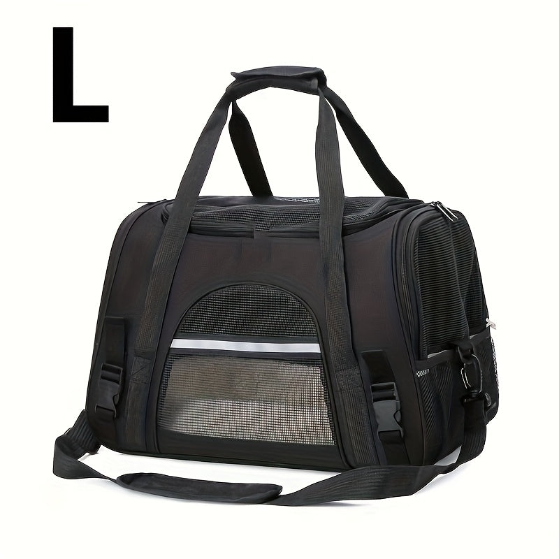 Portable Cat Carrier with Plush Mat - Large Capacity Breathable Travel Bag for Pet Outings, Zipper Closure, Ventilated Mesh & Soft Lining, Secure Straps for Car & Outdoor Use, Cat Travel Carrier, Secure Latching System - PAW-SOME PETS