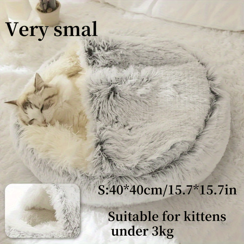 Winter Universal Plush Round Hooded Pet Bed, Warm Dog Bed Bed Suitable for Small s and Dogs, Cozy Fluffy Soft Bed Dog Bed, Warm Donut Pet Mat for s and, Christmas Holiday Gift - PAW-SOME PETS