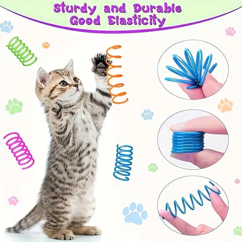 Whimsical Cat Spiral Toys - Interactive Indoor Playset for Kitten Hunting, Swatting, Biting - Colorful Plastic Coil Springs for Endless Fun and Exercise