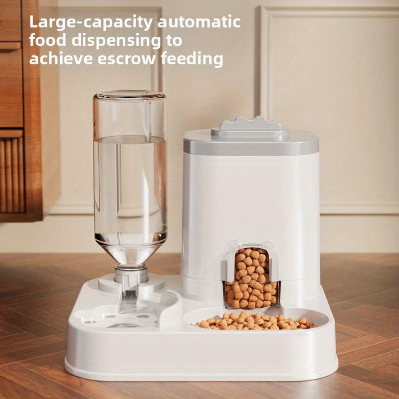Automatic Cat & Dog Water Dispenser with Integrated Food Basin - 1-10L Capacity, No Batteries Needed, Modern White Design for Easy Cleaning & Hydration - Durable Pet Hydration Solution, Automatic Pet Feeder, Sleek Pet Accesso - PAW-SOME PETS