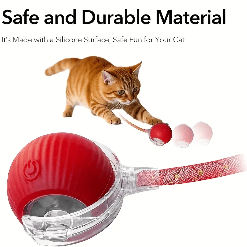 Smart Interactive Cat & Dog Toy Ball with USB Rechargeable Battery, Automatic Rolling Interactive Ball with Elastic Net Tail, Interactive Cat & Dog Toy for Siamese Cats - PAW-SOME PETS