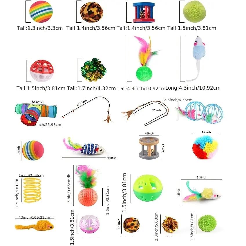 12pcs/15pcs/21pcs/27pcs Cat Channel Teasing Stick & Tunnel Set with Interactive Plush Mouse, Bell Sound, Artificial Fiber Feather Toys - Multi-Directional Play, Suitable for Cats, Scratching Posts