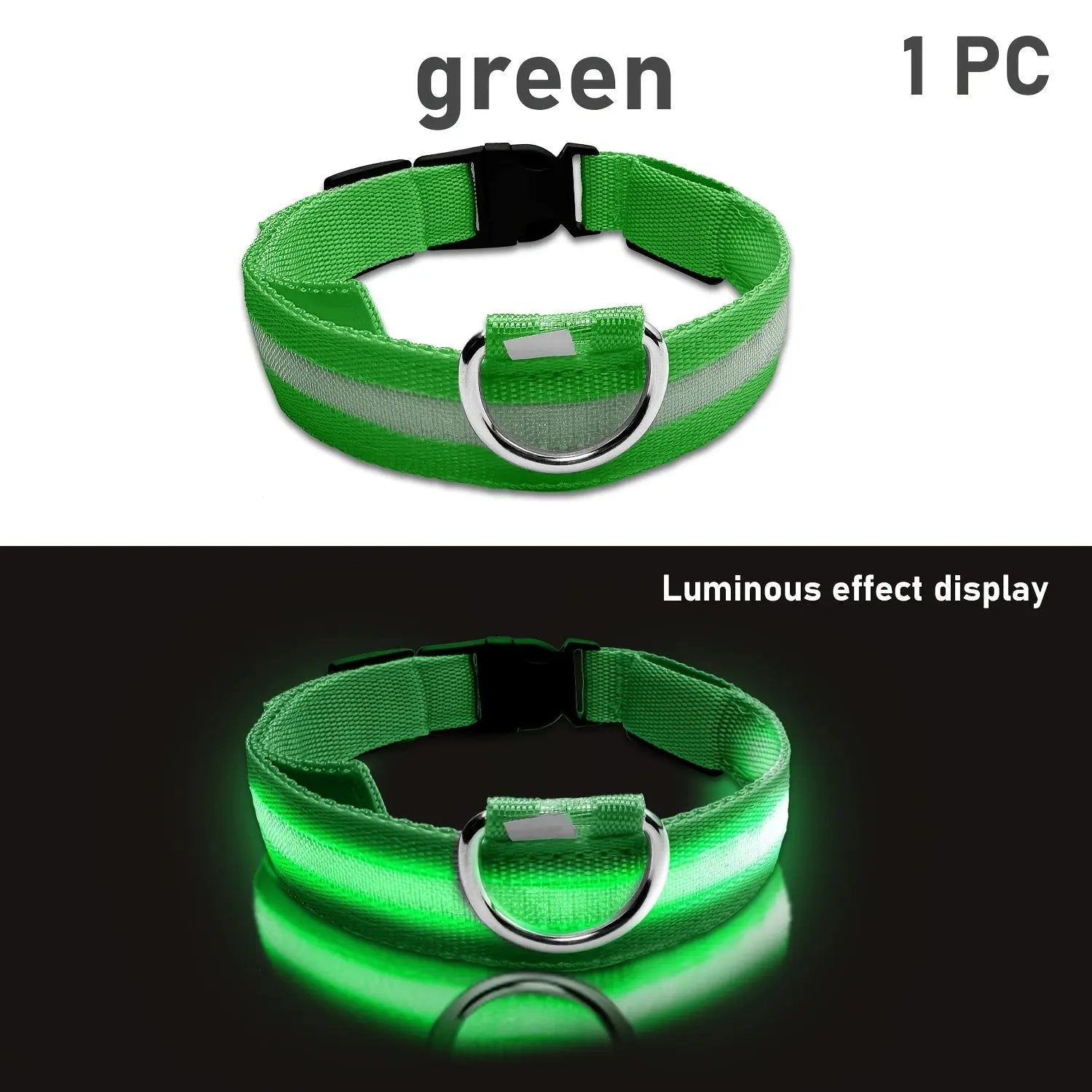 LED Webbing Collar, Suitable for Small to Medium Dogs - Keep Your Pet Safe and Visible During Nighttime Walks