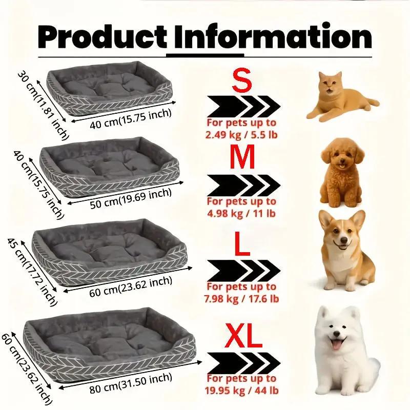 4 Sizes Available Upgraded Thickened Ultra-Soft Comfortable Plush Dog Bed Winter Warm Pet Sofa Portable Dog Bed Washable Thickened Plush Pad Suitable for Large, Medium, Small Dogs and Cats Plaid Stripe Christmas Pet Gift 1pc,