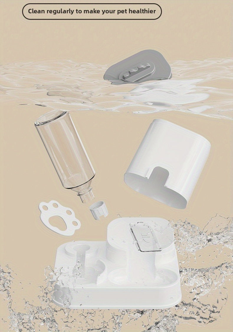 Automatic Cat & Dog Water Dispenser with Integrated Food Basin - 1-10L Capacity, No Batteries Needed, Modern White Design for Easy Cleaning & Hydration - Durable Pet Hydration Solution, Automatic Pet Feeder, Sleek Pet Accesso - PAW-SOME PETS