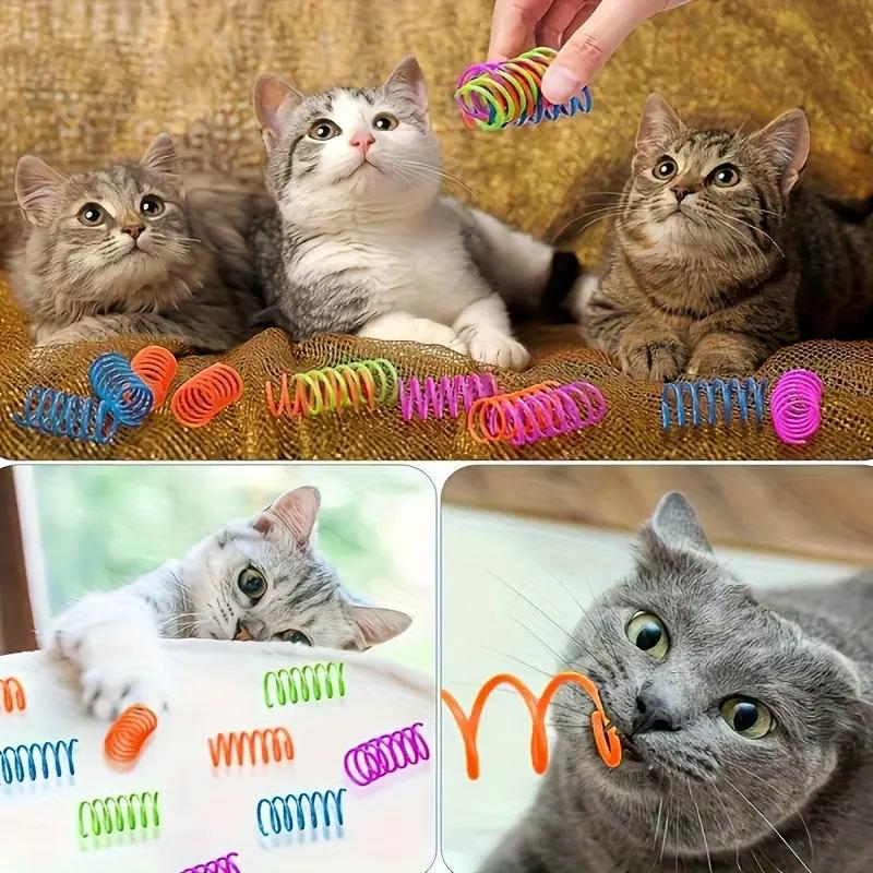 Whimsical Cat Spiral Toys - Interactive Indoor Playset for Kitten Hunting, Swatting, Biting - Colorful Plastic Coil Springs for Endless Fun and Exercise PAW-SOME PETS