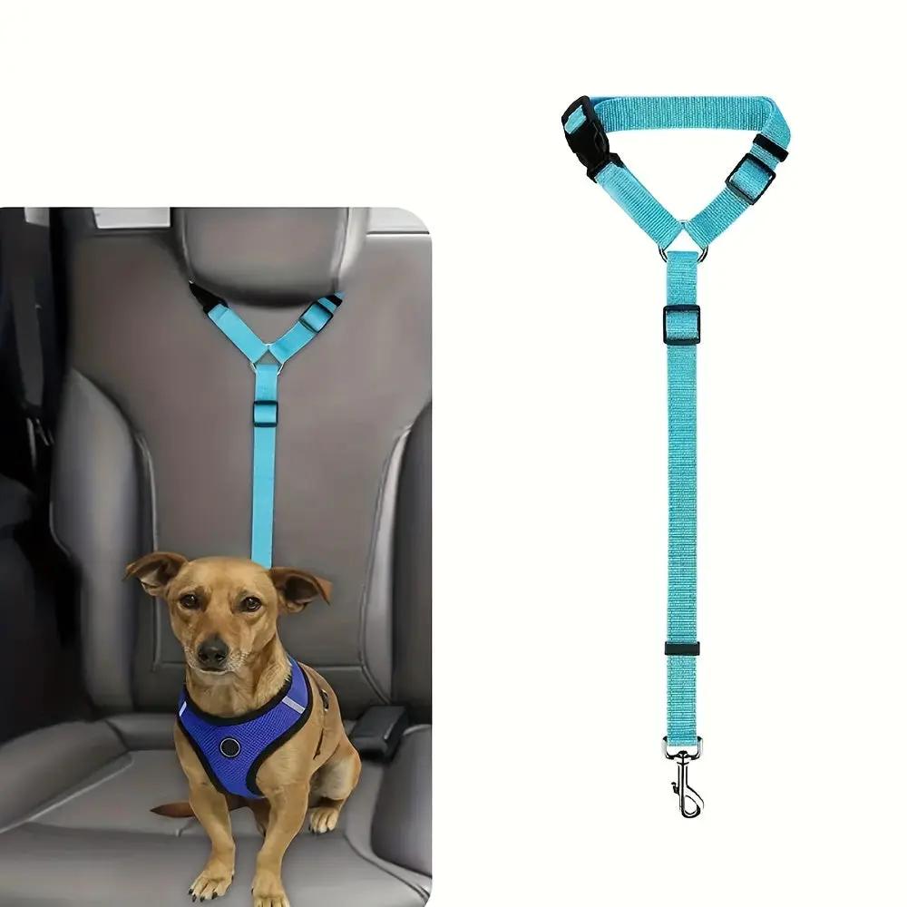 Adjustable Dog Car Seat Belt with Secure Buckle - Heavy-Duty Pet Safety Harness, Quick-Release Buckle, Machine Washable Dog Leash for SUVs, Sedans, Trucks - Vehicle Restraint for Small to Large Dogs - Travel Safety Leash, Dog