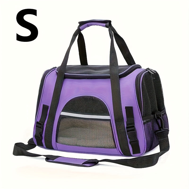Portable Cat Carrier with Plush Mat - Large Capacity Breathable Travel Bag for Pet Outings, Zipper Closure, Ventilated Mesh & Soft Lining, Secure Straps for Car & Outdoor Use, Cat Travel Carrier, Secure Latching System - PAW-SOME PETS