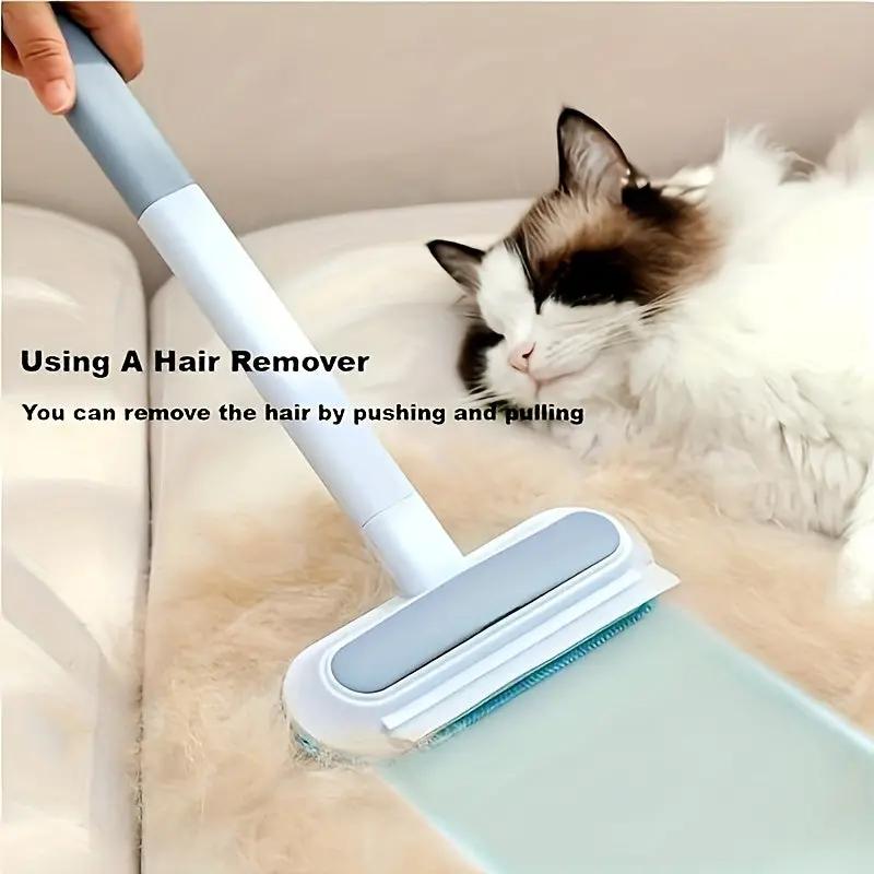 2-in-1 Dual-Action Pet Hair Remover Brush for Dogs & Cats - Bristles & Rubber Mats, Durable Plastic Handle, Reusable Lint Brush for Carpets, Upholstery - Efficient Fur Removal Tool, Gentle on Pets, Pet Grooming Accessory, Dua