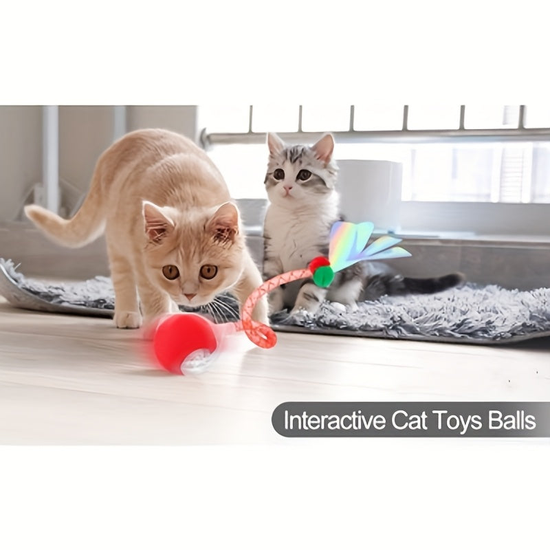 Smart Interactive Cat & Dog Toy Ball with USB Rechargeable Battery, Automatic Rolling Interactive Ball with Elastic Net Tail, Interactive Cat & Dog Toy for Siamese Cats - PAW-SOME PETS