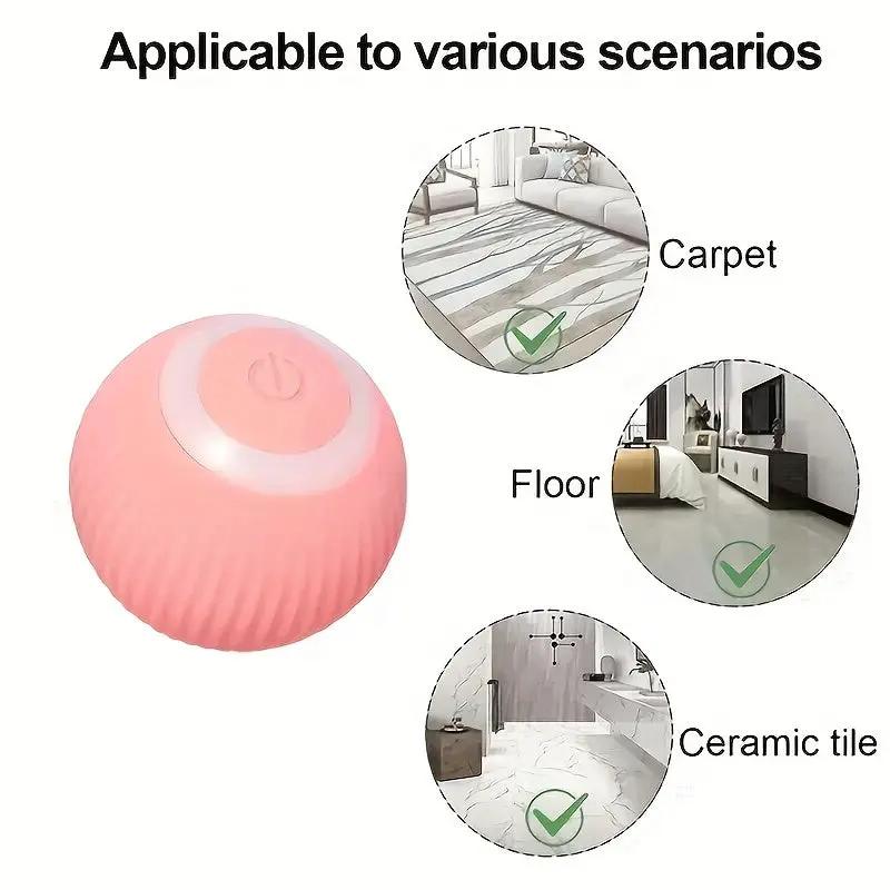 1-Pack MIAOQUANJI Smart Automatic Rolling Ball Toy for Cats - USB Rechargeable Interactive Cat Toy with Motion-Activated Glow-in-the-Dark Feature, Durable Silicone, Safe for All Breeds & Sizes, Indoor Play & Mental Stimulatio