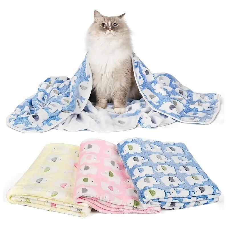 1/3 Pack - Elephant Fleece Blanket, Washable Pet Bedding for Cats & Small Dogs - Affordable Indoor Use, Essential Supplies, Sofa Throw, Dog Stroller Accessory, Suitable For Large Medium Small Breeds - Ideal For Couch Crate Be