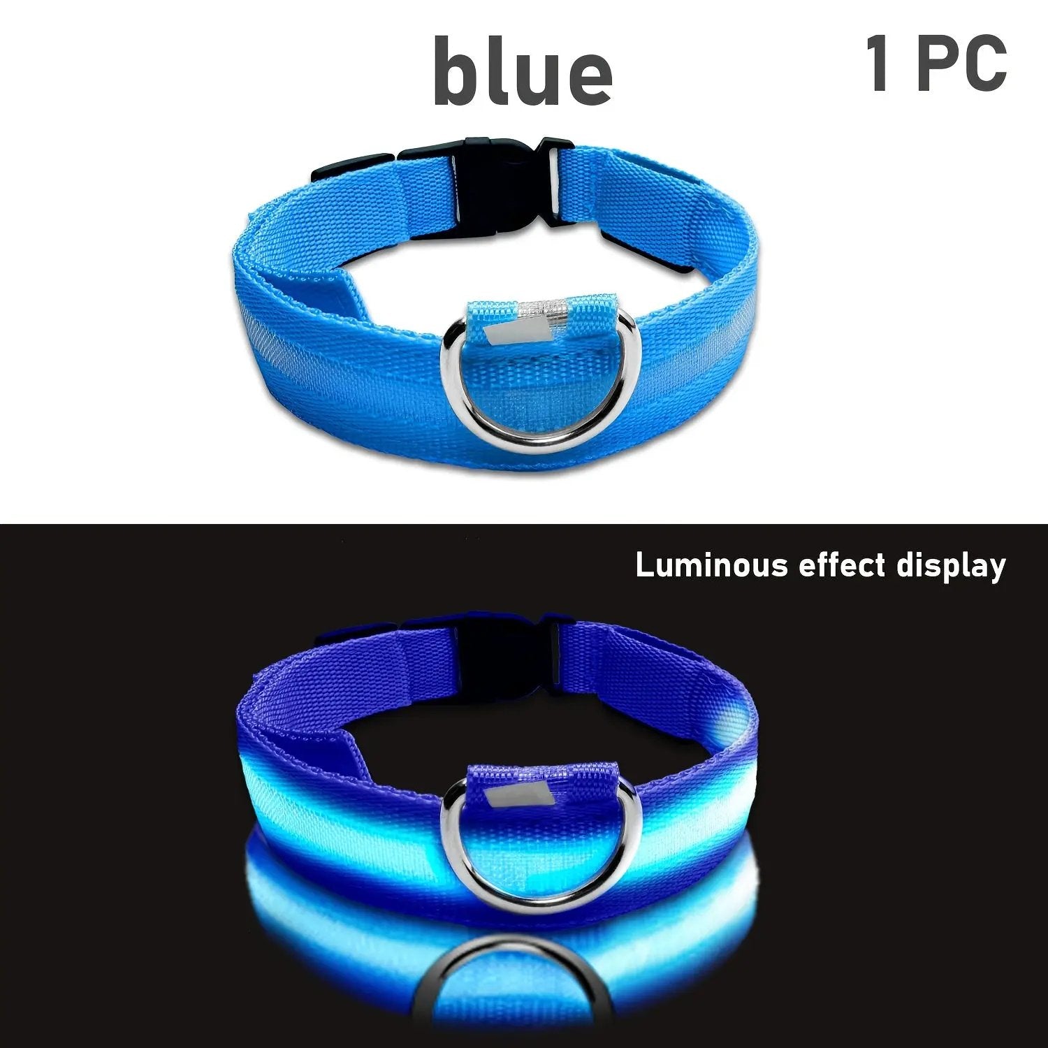 LED Webbing Collar, Suitable for Small to Medium Dogs - Keep Your Pet Safe and Visible During Nighttime Walks