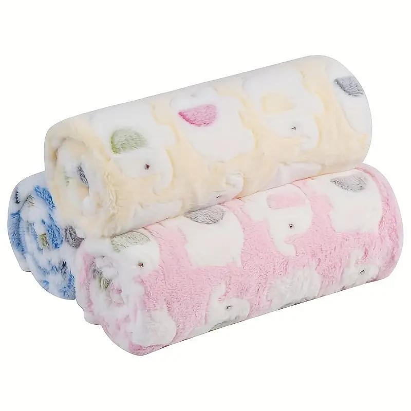 1/3 Pack - Elephant Fleece Blanket, Washable Pet Bedding for Cats & Small Dogs - Affordable Indoor Use, Essential Supplies, Sofa Throw, Dog Stroller Accessory, Suitable For Large Medium Small Breeds - Ideal For Couch Crate Be
