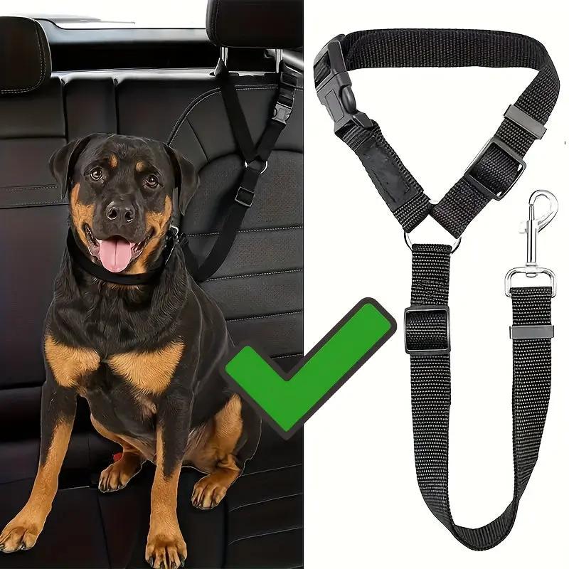 Adjustable Dog Car Seat Belt with Secure Buckle - Heavy-Duty Pet Safety Harness, Quick-Release Buckle, Machine Washable Dog Leash for SUVs, Sedans, Trucks - Vehicle Restraint for Small to Large Dogs - Travel Safety Leash, Dog