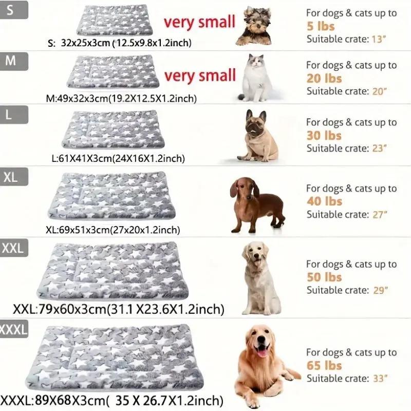 Cozy All-Season Plush Pet Mat | Soft, Thickened Warm Blanket for Cats & Dogs | Machine-Washable, Durable Polyester | Ideal for Autumn & Winter Sleep Comfort | Star Patterned Design, Pet Sleeping Ma