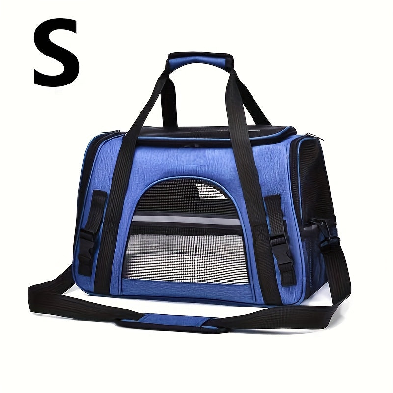 Portable Cat Carrier with Plush Mat - Large Capacity Breathable Travel Bag for Pet Outings, Zipper Closure, Ventilated Mesh & Soft Lining, Secure Straps for Car & Outdoor Use, Cat Travel Carrier, Secure Latching System - PAW-SOME PETS