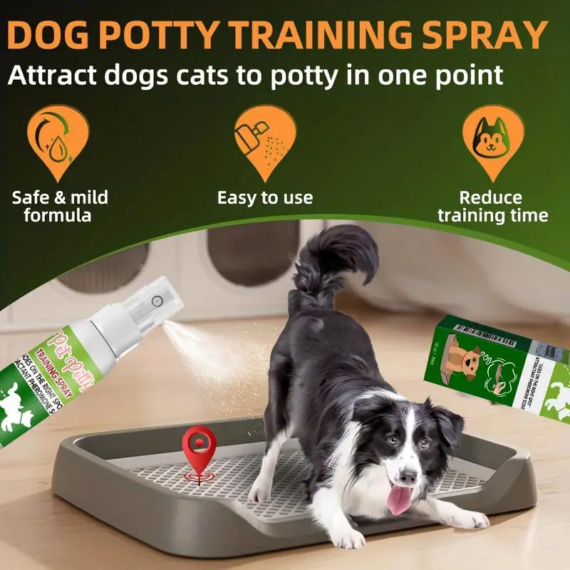 Potty Training Spray for Dogs & Cats - & Effective Housebreaking Aid with Hydrogenated Phellandrum & Lavender/Eucalyptus Oils, Pheromone-Based Odor Control, Potty Trainer for Puppies, Sprayer Bottle Included-like Design (30,