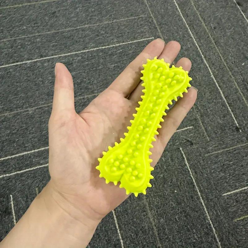 Polka Dot Bone-Shaped Dog Chew Toy - Durable Rubber Toothbrush Stick For Teeth Cleaning, Training & Play