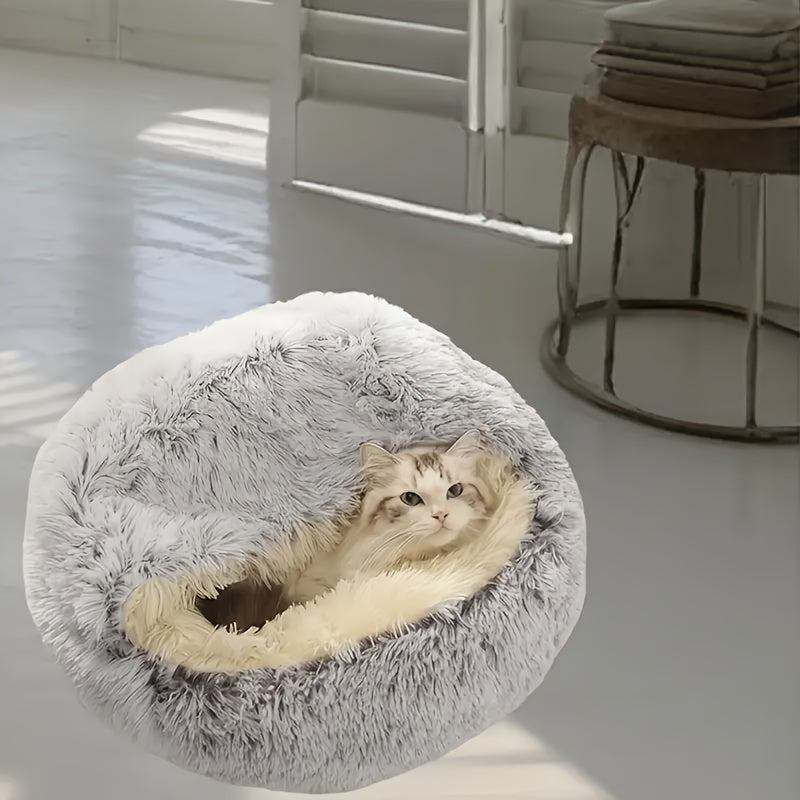 Winter Universal Plush Round Hooded Pet Bed, Warm Dog Bed Bed Suitable for Small s and Dogs, Cozy Fluffy Soft Bed Dog Bed, Warm Donut Pet Mat for s and, Christmas Holiday Gift - PAW-SOME PETS