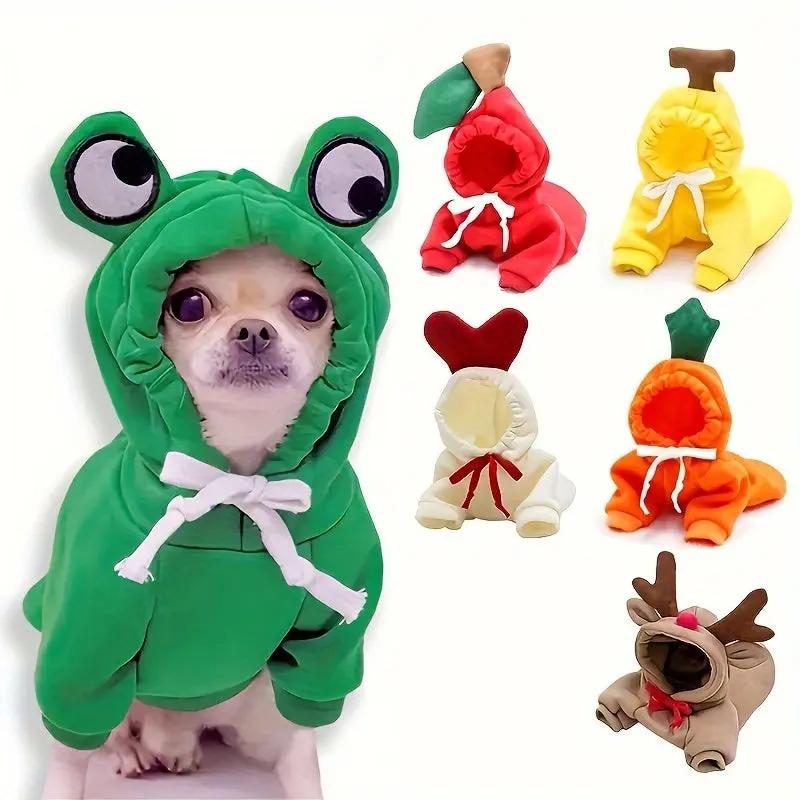 Cute Fruit Design Dog Hoodie - Winter Warm Fleece Pet Clothes for Dogs Christmas Gift